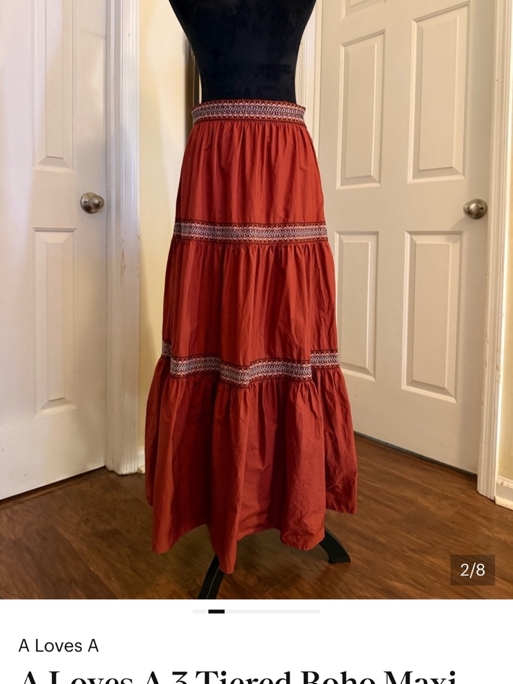 A Loves A Rust Red Tiered Maxi Skirt - Picture 2 of 4